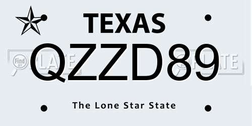 QZZD89 Texas License Plate