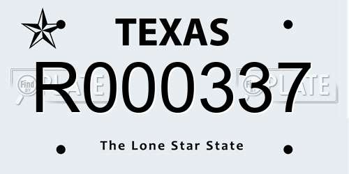 R000337 Texas License Plate