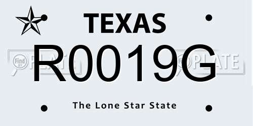 R0019G Texas License Plate