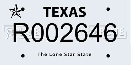 R002646 Texas License Plate