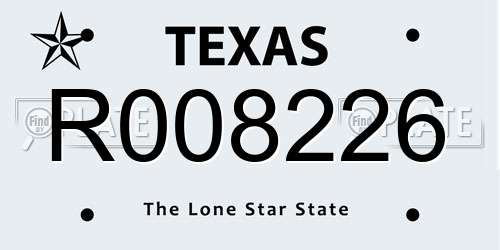 R008226 Texas License Plate