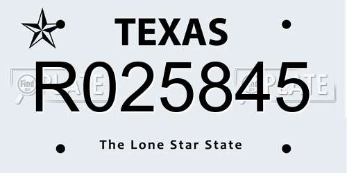R025845 Texas License Plate