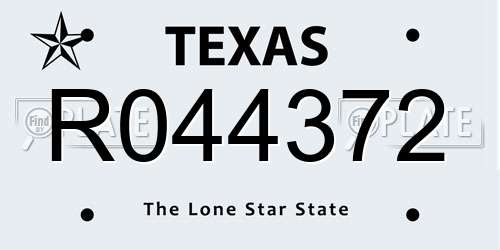 R044372 Texas License Plate