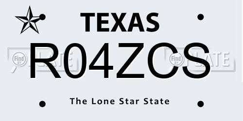 R04ZCS Texas License Plate