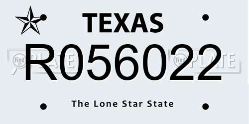 R056022 Texas License Plate