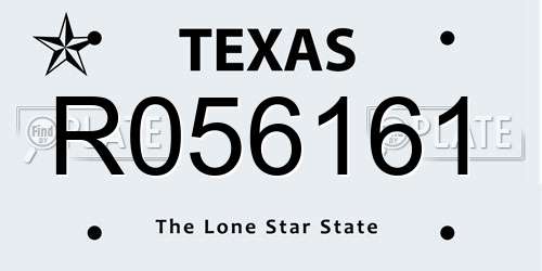 R056161 Texas License Plate