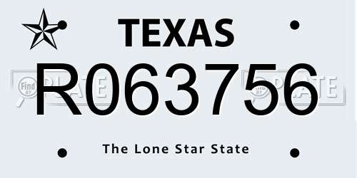 R063756 Texas License Plate