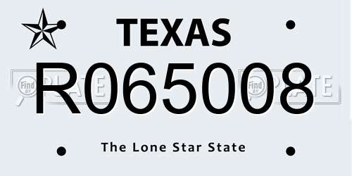 R065008 Texas License Plate