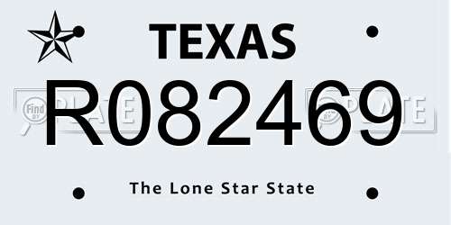 R082469 Texas License Plate