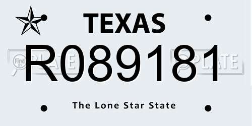 R089181 Texas License Plate