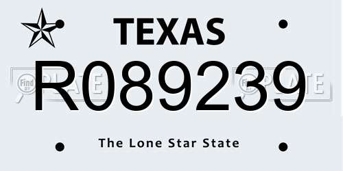 R089239 Texas License Plate