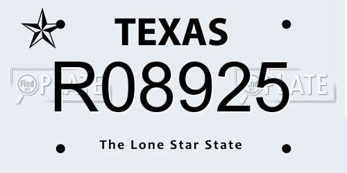 R08925 Texas License Plate