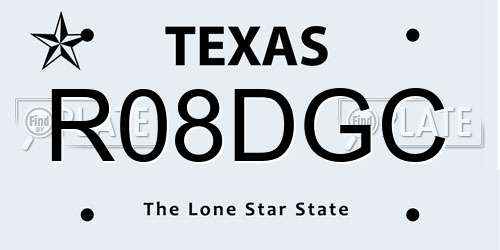 R08DGC Texas License Plate