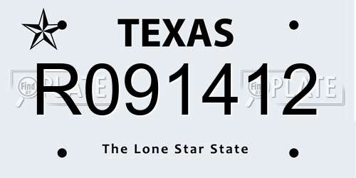 R091412 Texas License Plate