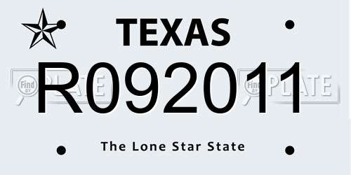 R092011 Texas License Plate