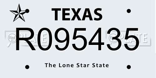 R095435 Texas License Plate