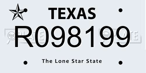 R098199 Texas License Plate