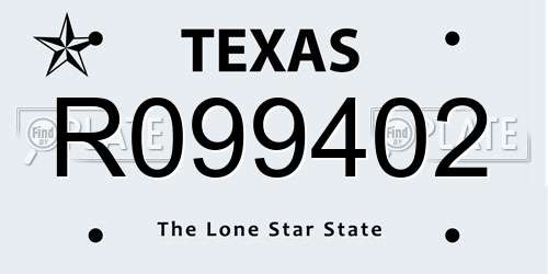 R099402 Texas License Plate