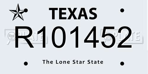 R101452 Texas License Plate