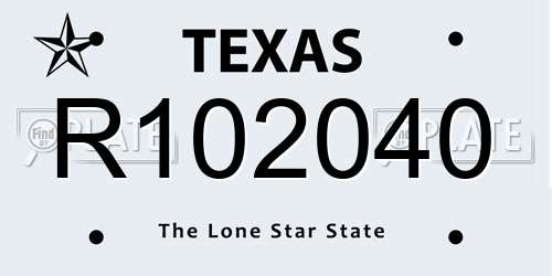 R102040 Texas License Plate