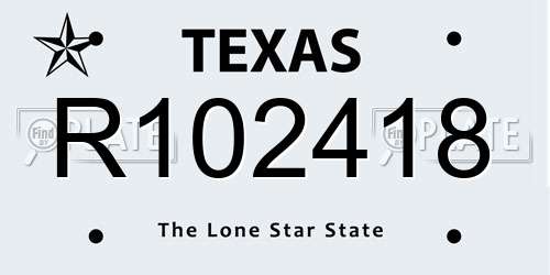 R102418 Texas License Plate