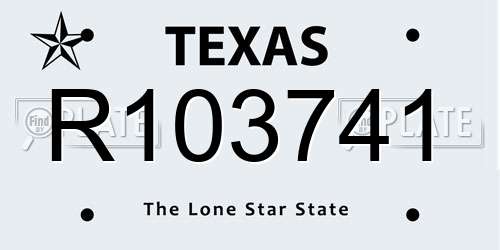 R103741 Texas License Plate