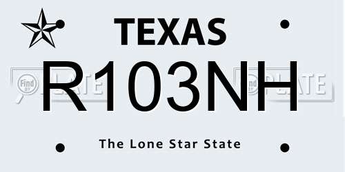 R103NH Texas License Plate