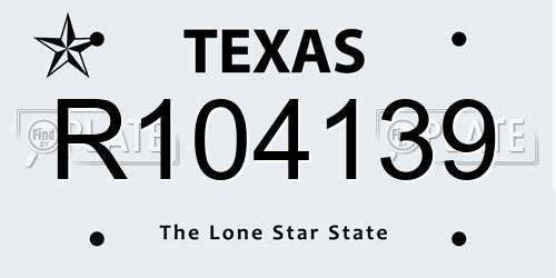 R104139 Texas License Plate