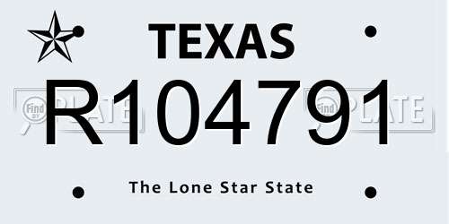 R104791 Texas License Plate