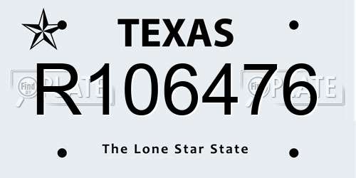 R106476 Texas License Plate