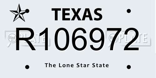 R106972 Texas License Plate
