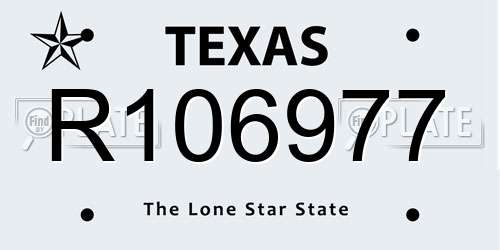 R106977 Texas License Plate