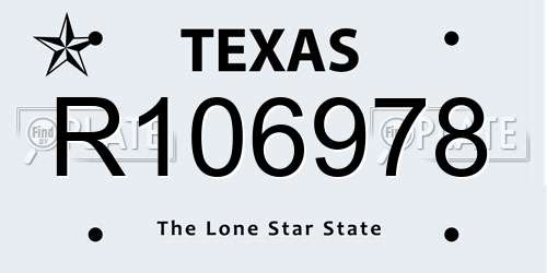 R106978 Texas License Plate