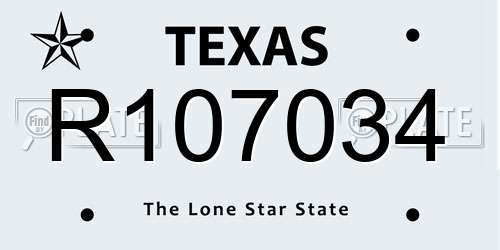 R107034 Texas License Plate