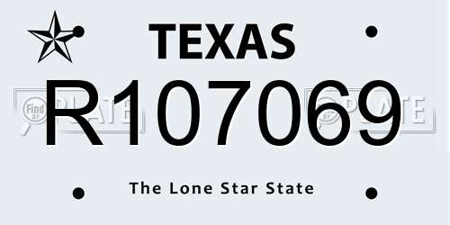 R107069 Texas License Plate