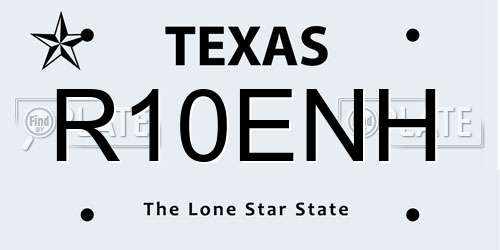 R10ENH Texas License Plate