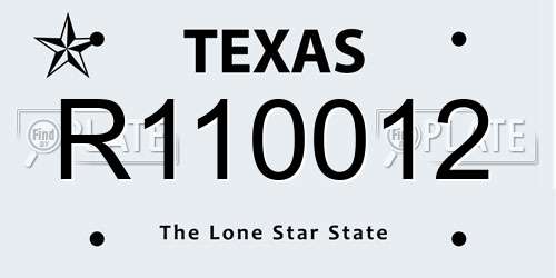 R110012 Texas License Plate