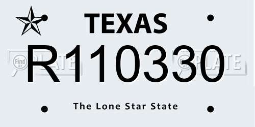 R110330 Texas License Plate
