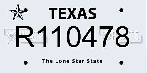 R110478 Texas License Plate