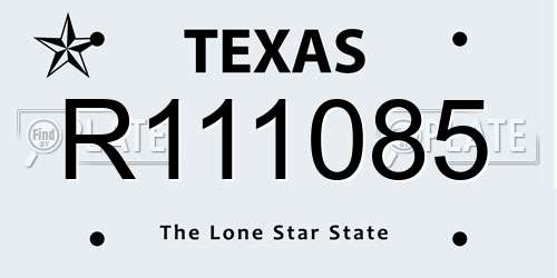 R111085 Texas License Plate