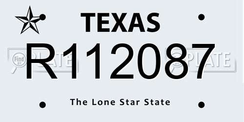 R112087 Texas License Plate