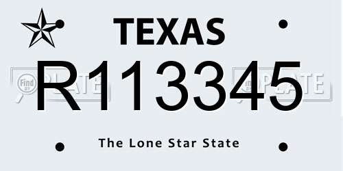 R113345 Texas License Plate