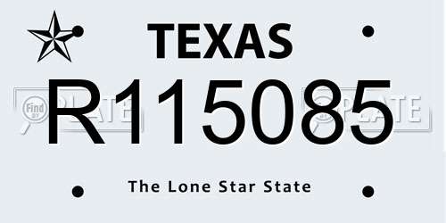 R115085 Texas License Plate