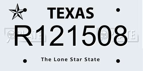 R121508 Texas License Plate