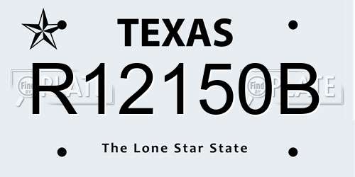 R12150B Texas License Plate