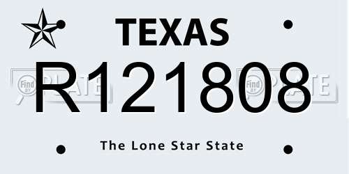 R121808 Texas License Plate