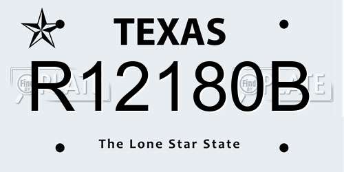 R12180B Texas License Plate