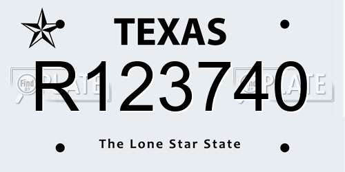 R123740 Texas License Plate