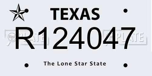 R124047 Texas License Plate