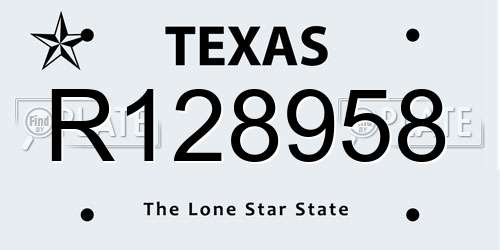 R128958 Texas License Plate